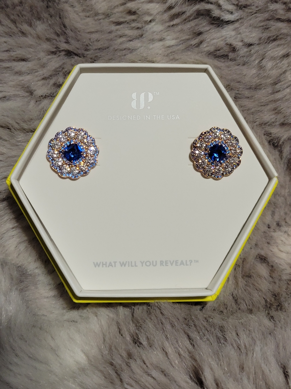 Sparkling Sapphire Blue Floral Halo Stud Earrings